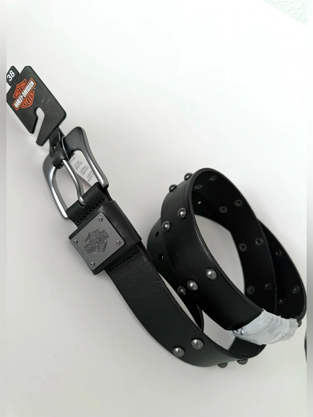 NEW Harley-Davidson Men's Western Dome Studded Genuine Leather Belt - Black